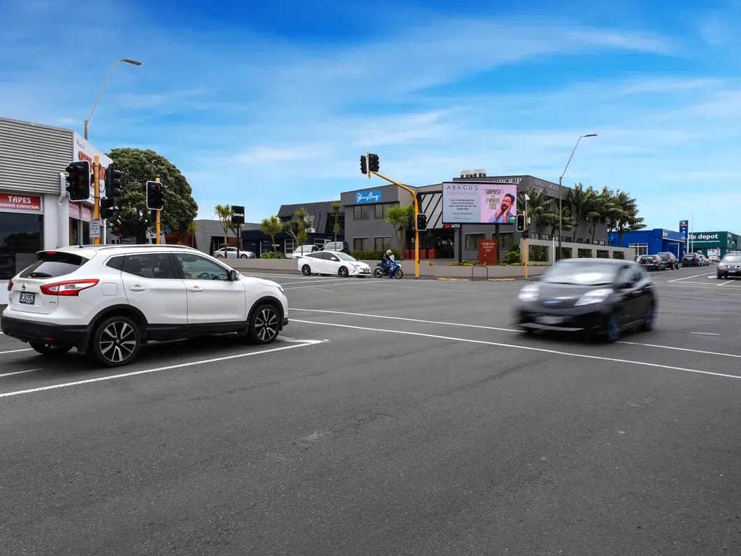 Digital billboard on the corner of Hobson & Devon Streets.