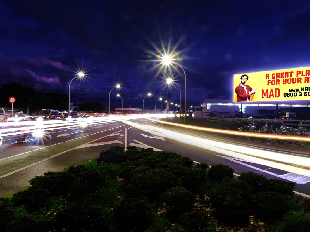 Corner of Pukete & Wairere Billboard at night