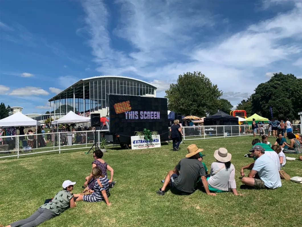 Billboard on display on a field